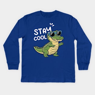 Stay Cool  Cute Aligator Kids Long Sleeve T-Shirt